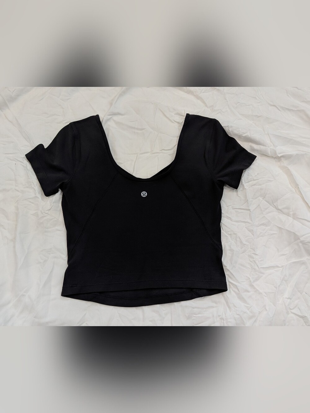 lululemon athletica Black Scoop-Neck Short Sleeve Crop Top